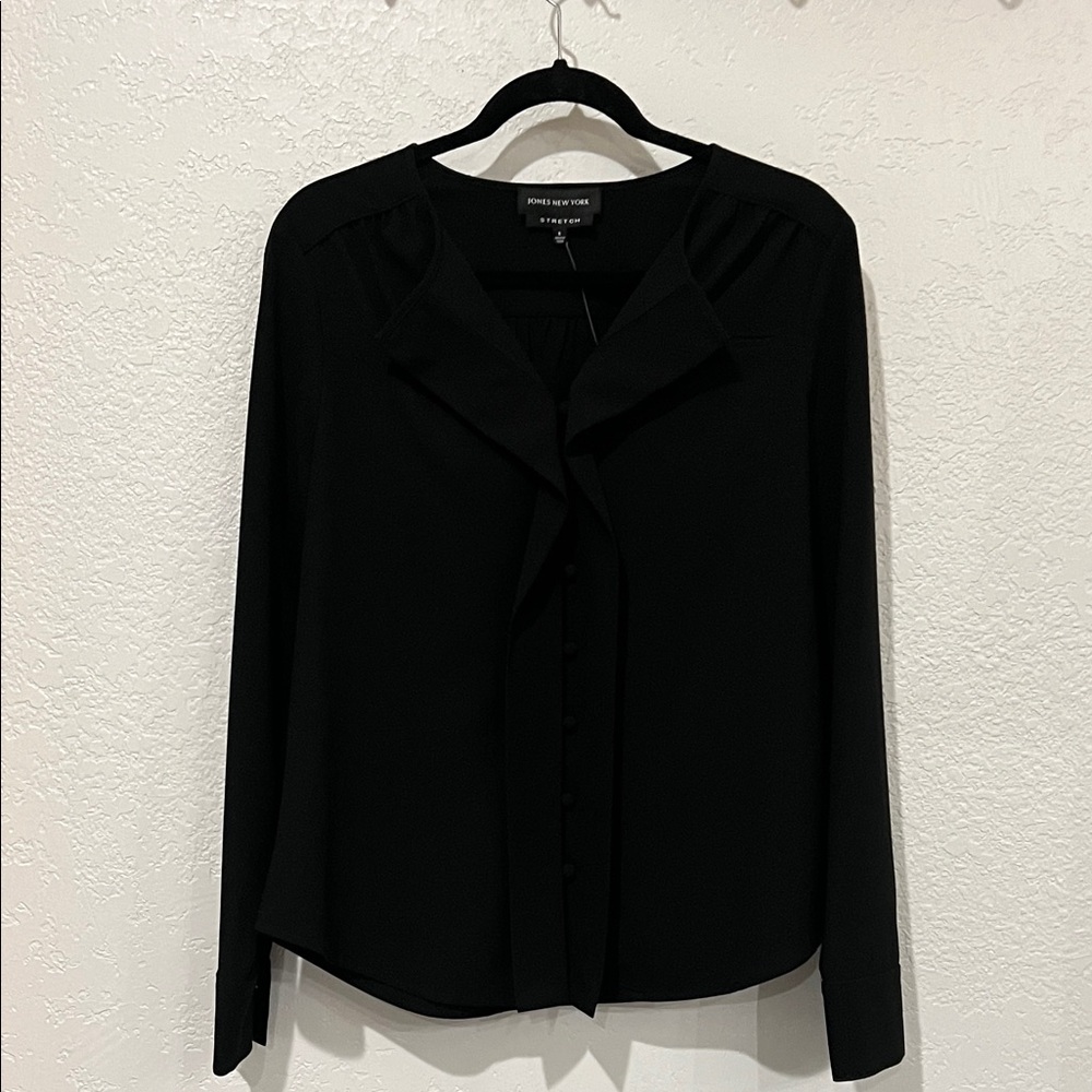 Jones New York Long Sleeve Black Blouse- Size 8